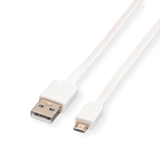 ROLINE USB 2.0 Cable, A - Micro B, M/M, white, 1m 1m, 1 m, USB A, Micro-USB B, USB 2.0, Male/Male, White