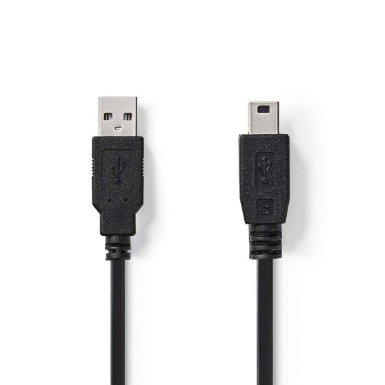Разъем USB 2.0 NEDIS CCGP60300BK20 - 2 м - USB A - Mini-USB B - 480 Мбит/с - Черный