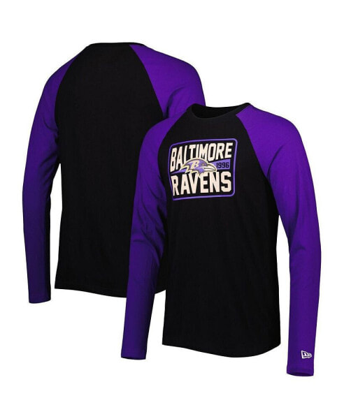 Men's Black Baltimore Ravens Current Raglan Long Sleeve T-shirt