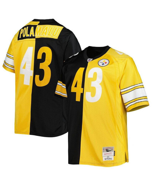 Men's Troy Polamalu Black and Gold Pittsburgh Steelers Big and Tall Split Legacy Retired Player Replica Jersey
