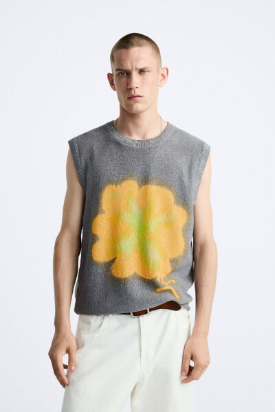 SPRAY PRINT KNIT VEST