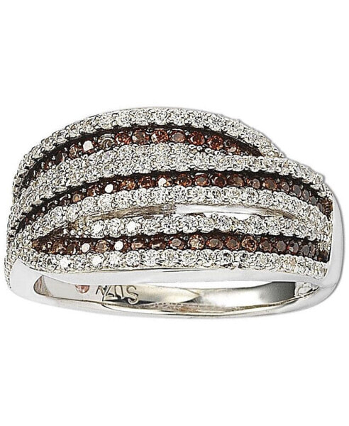 Suzy Levian Sterling Silver Cubic Zirconia Stripe Ring