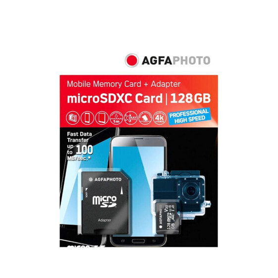 AGFA Micro SDXC UHS I 128GB High Speed U3/V30/A1 memory card