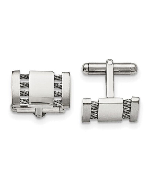 Stainless Steel Brushed and Polished with Cable Cufflinks