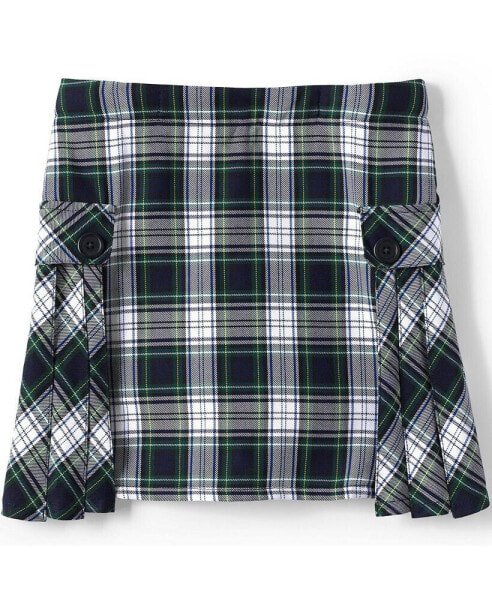 Big Girls Plus School Uniform Side Pleat Plaid Skort Above the Knee