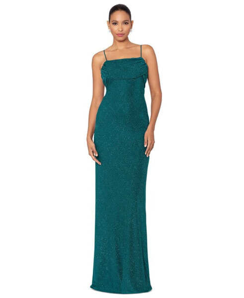 Petite Sleeveless Glitter Sheath Gown