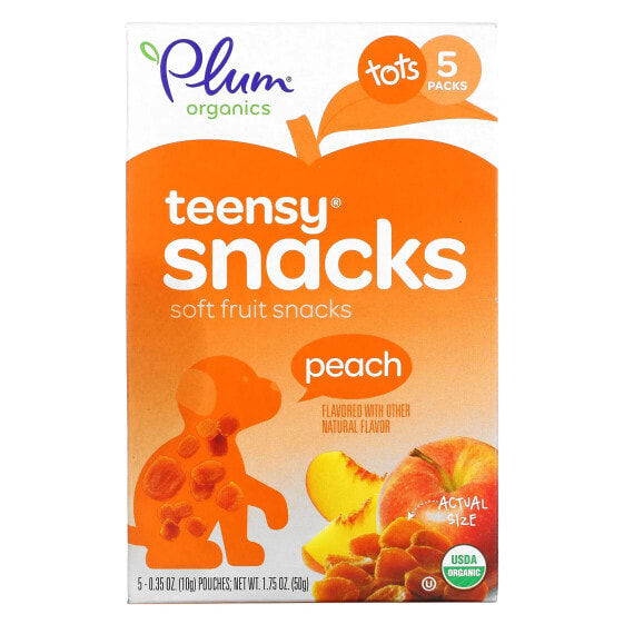 Снэк фруктовый Plum Organics Teensy Soft с персиком, 12+ месяцев, 5 упаковок по 10 г