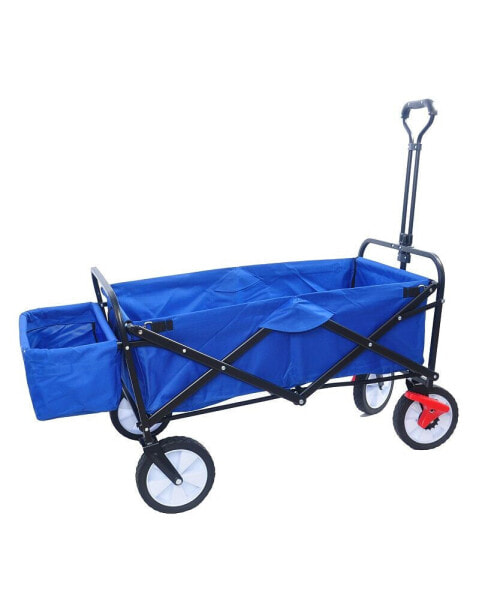 Folding Wagon Garden Shopping Beach Cart (Blue colour)