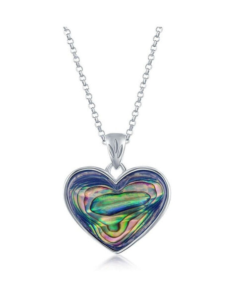Sterling Silver Abalone Heart Pendant Necklace