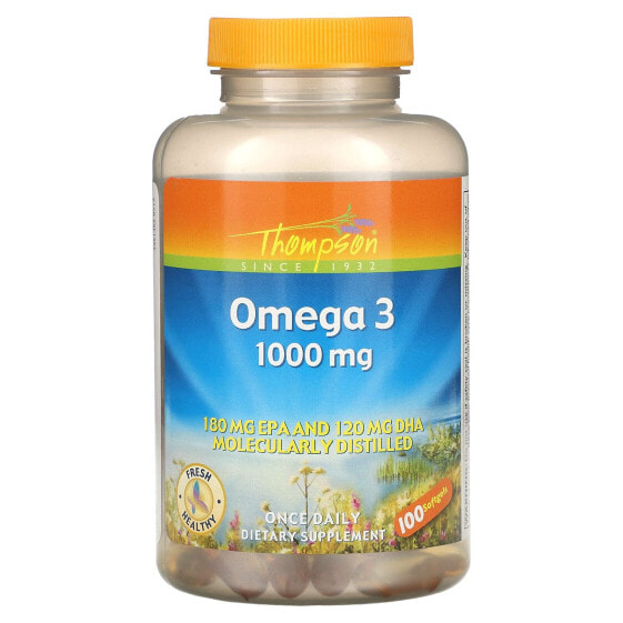 Thompson, Омега-3, 1000 мг, 100 мягких таблеток