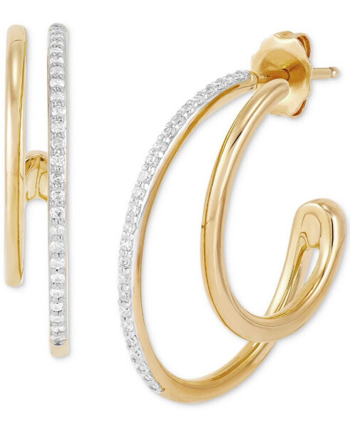 Diamond Double Small Hoop Earrings (1/4 ct. t.w.) in 14k Gold-Plated Sterling Silver