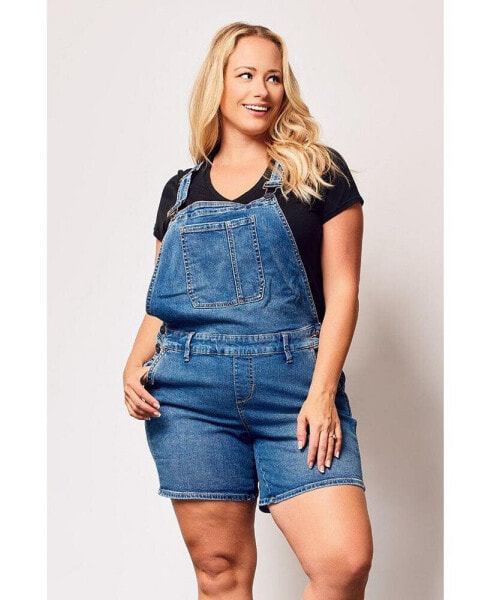 Plus Size Denim Short Overall