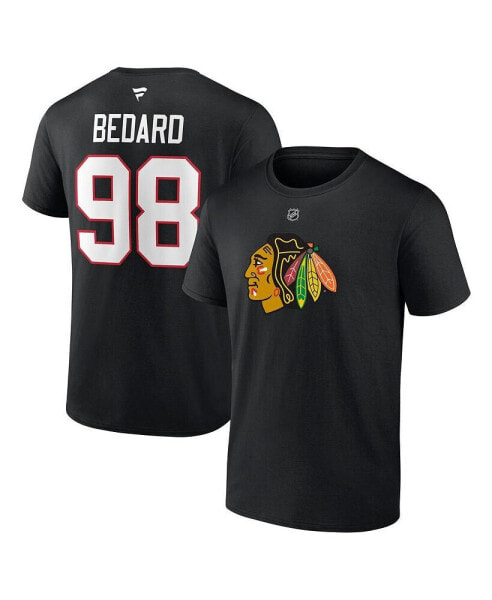 Men's Connor Bedard Black Chicago Blackhawks 2023 NHL Draft Authentic Stack Player Name and Number T-shirt