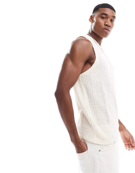 ASOS DESIGN vest with v neck in off white