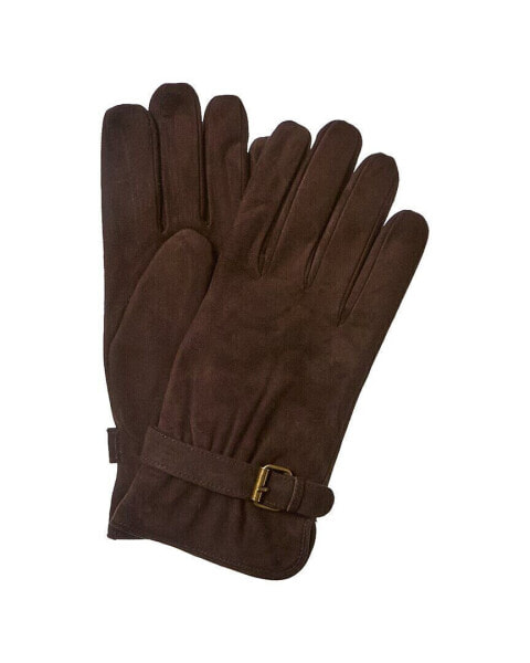 Portolano Belt Buckle Wool-Lined Suede Gloves Men's Brown L