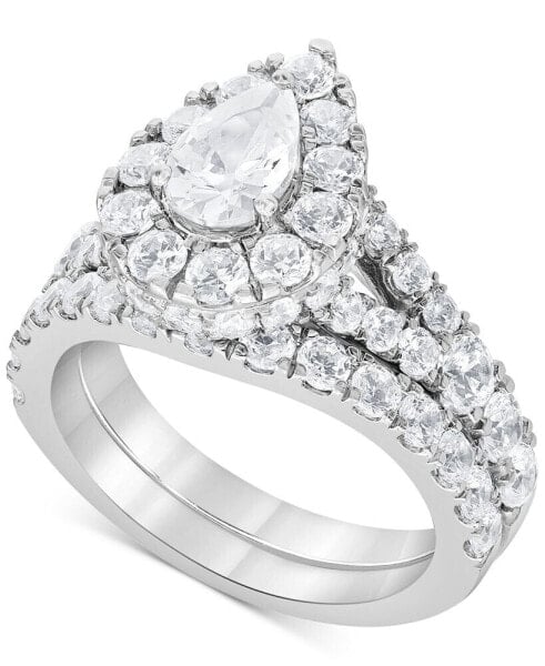 Кольцо Macy's Diamond Pear Halo Bridal Set