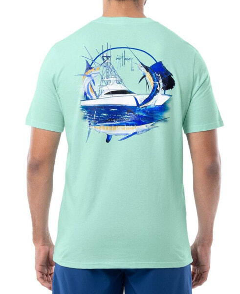 Men's Big Game Fishing Boat Logo Graphic T-Shirt