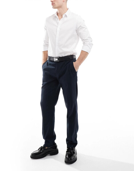 River Island slim fit tailored trousers in navy