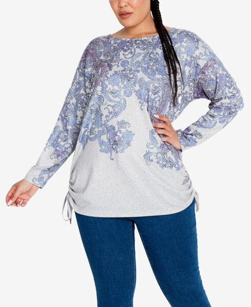 Plus Size Charlene Side Tie Long Sleeve Top