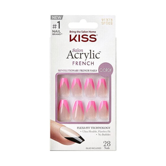 Adhesive nails Salon Acrylic French Color - Squared 28 pcs