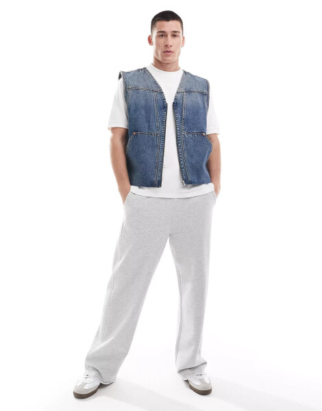 Weekday Astoria denim zip through vest in steel blue wash