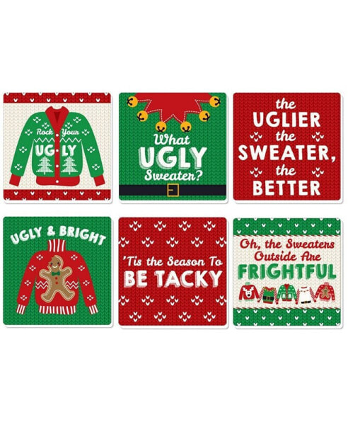 Ugly Sweater - Funny Holiday & Christmas Party Decor Drink Coasters - Set of 6