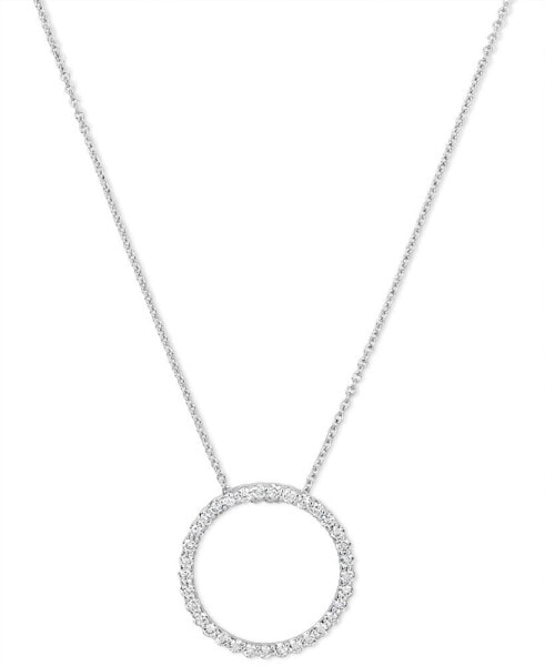 Diamond Circle Pendant Necklace (1/2 ct. t.w.) in 14k White or Yellow Gold, 16" + 2" extender