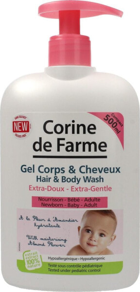 Corine de Farme BeBe Extra Gentle Hair & Body Wash Детский гипоаллергенный гель для мытья тела и волос 500 мл