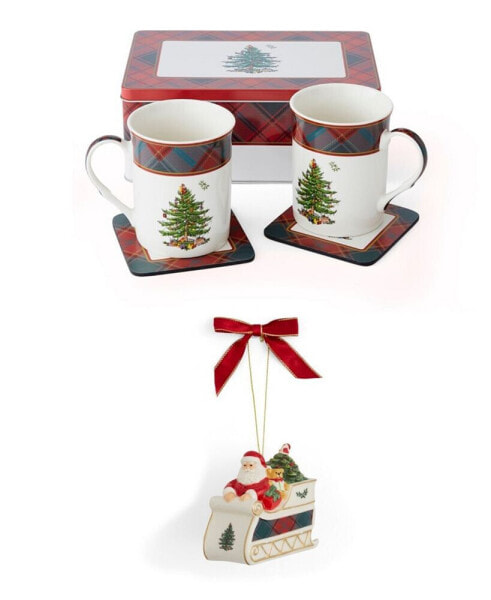 Tartan Mug and Tin with Ornament Set