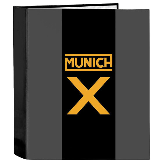 MUNICH Folio Cardboard Folder 4 Rings Wide Spine