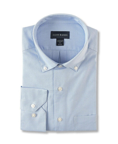 Men's Stretch Blue Dobby Check