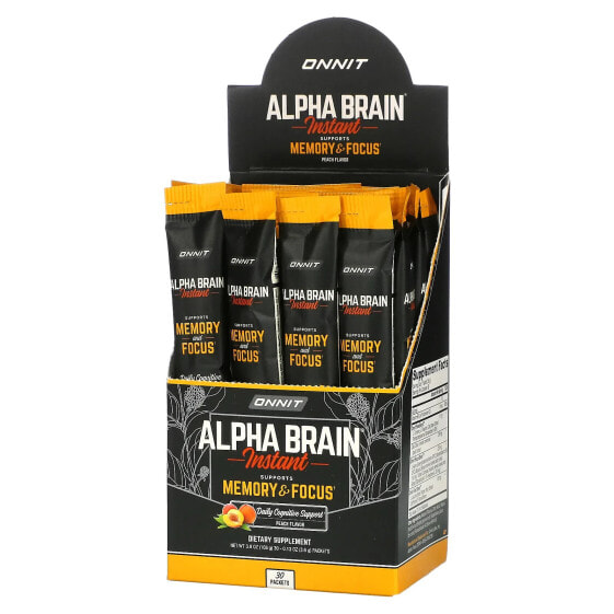 Улучшение памяти и работы мозга Onnit Alpha Brain Instant, Peach 30 пакетов, 3.6 г каждый