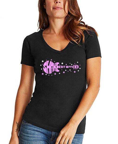 Women's Shake It Off Word Art V-neck T-shirt