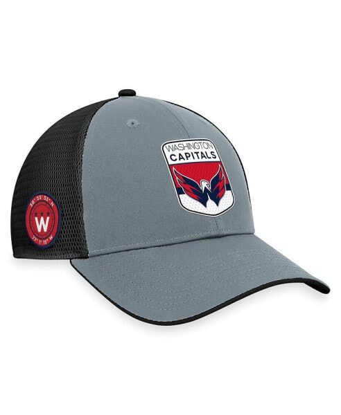 Men's Gray, Black Washington Capitals Authentic Pro Home Ice Trucker Adjustable Hat