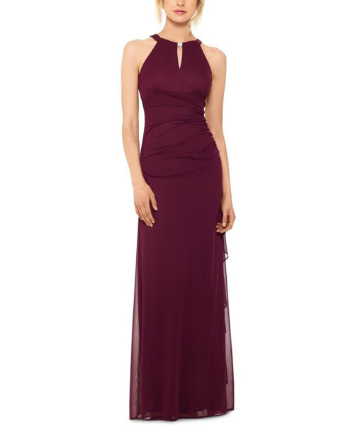 Petite Ruched Embellished Gown