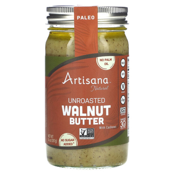 Natural, Unroasted Walnut Butter with Cashews, 14 oz (397 g)