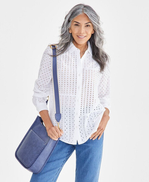 Блузка женская Style & Co. из хлопкового кружева, созданная для Macy's