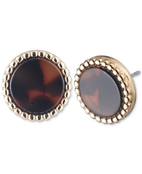 Gold-Tone Tortoise-Look Stud Earrings