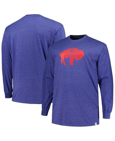 Men's Heather Royal Distressed Buffalo Bills Big and Tall Throwback Long Sleeve T-shirt