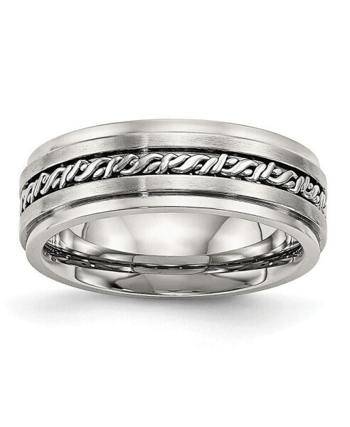 Stainless Steel Brushed and Polished Braided 7mm Band Ring