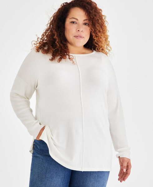 Plus Size Knit Seam-Front Tunic Top, Created for Macy's