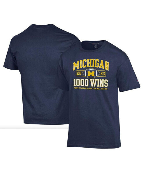 Men's Navy Michigan Wolverines Football 1,000 Wins T-shirt