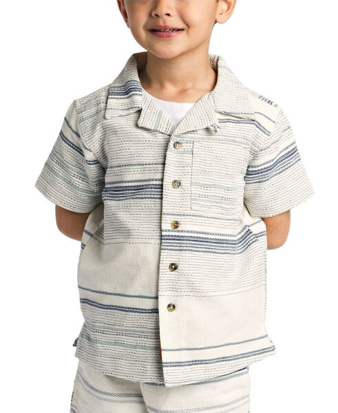 Big Boys Textured Striped Button-Down Shirt