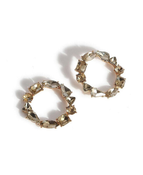 Women's Silver Circular Stone Drop Earrings