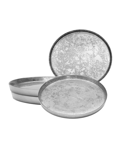 11" Silver Glitter Dinner Plates with Raised Rim 4 Piece Set, Service for 4