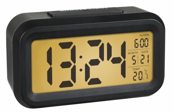 TFA Dostmann 60.2018.01, Quartz alarm clock, Black, Plastic, 0 - 50 °C, LED, Orange