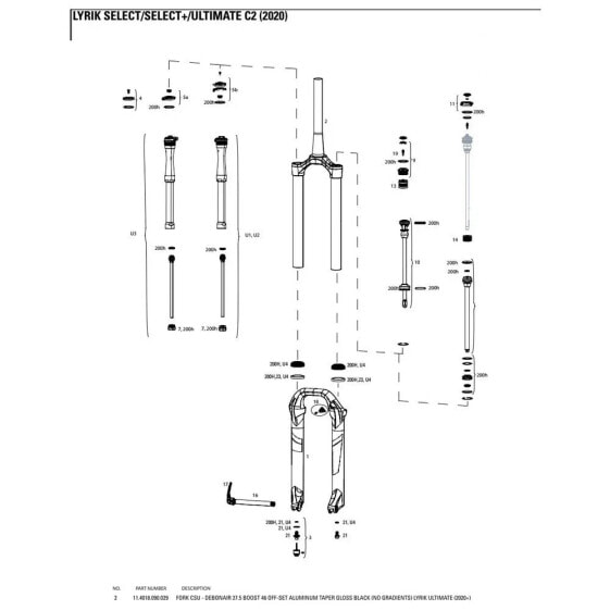 ROCKSHOX Crown/Steerer/Uppertube Debonair 46 Offset For Lyrik Ultimate