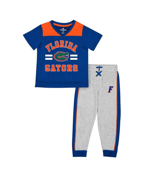 Toddler Boys Royal, Heather Gray Florida Gators Ka-Boot-It Jersey and Pants Set