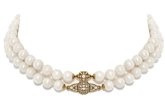 Vivienne Westwood GRAZIELLA PEARL CHOKER 双层珍珠项链 金色女款 礼物 / Чокер Vivienne Westwood GRAZIELLA PEARL CHOKER 6303002102R143R143