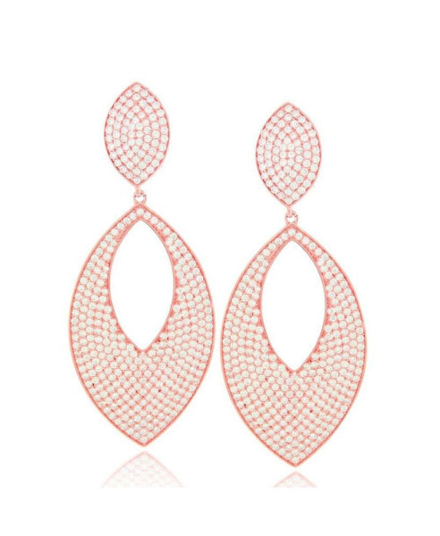 Suzy Levian Sterling Silver Cubic Zirconia Oversized Pave Marquise Disk Earrings